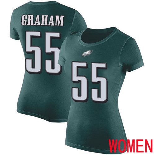 Women Philadelphia Eagles #55 Brandon Graham Green Rush Pride Name and Number NFL T Shirt